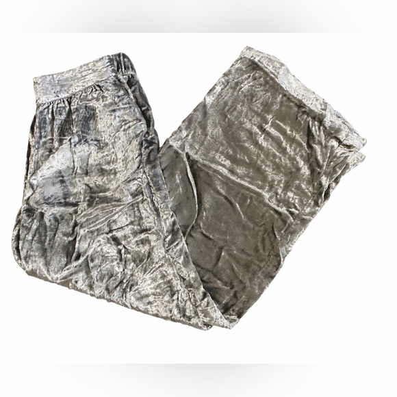 Maeve Pants - MAEVE by Anthropology Silver Metallic Silk Style Straight Leg Pants Size Medium